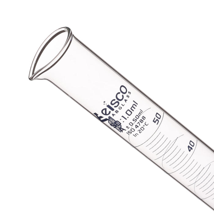 Graduated Cylinder, 50ml - Class A - Blue Graduations, Hexagonal Base