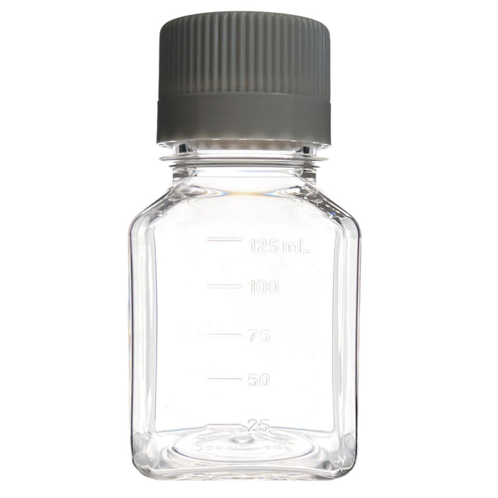 Eisco - Pack of 24, 125mL PETG Media Bottles with HDPE Caps, Non-Sterile, Square, Leakproof, Tamper-Evident, Laboratory-Grade, Ideal for Lab Reagents, Buffers & Biopharmaceutical Processing