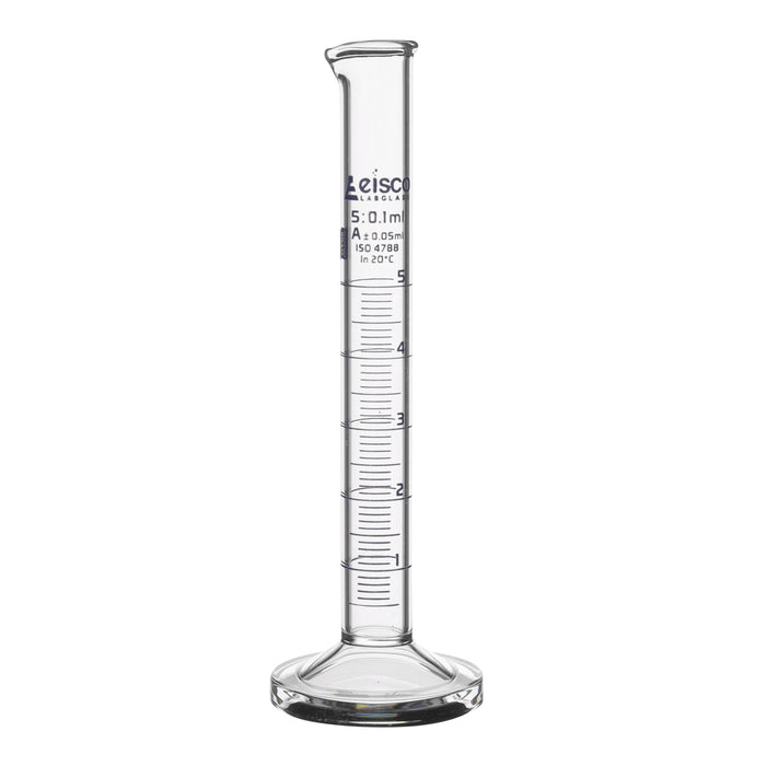 Graduated Cylinder, 5ml - Class A - Blue Graduations, Round Base