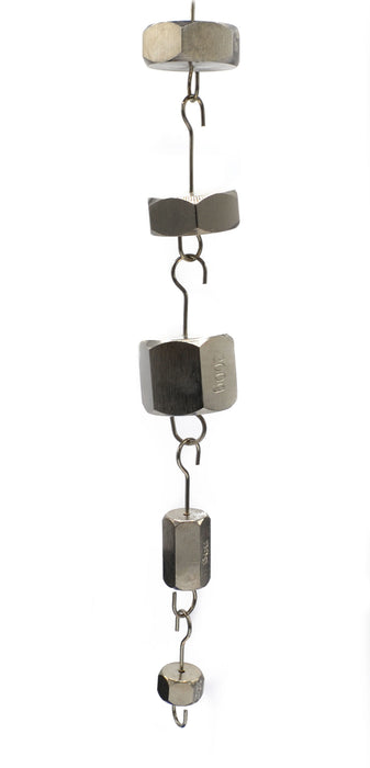 Brass Weight Set - 8 Weights & 3 Spare Hooks - With Wooden Storage Block
