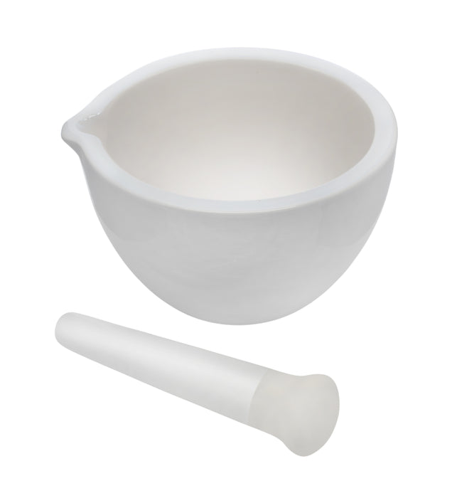 Porcelain Mortar & Pestle Set, 50oz - Heavy Duty Pattern - Unglazed Grinding Surface