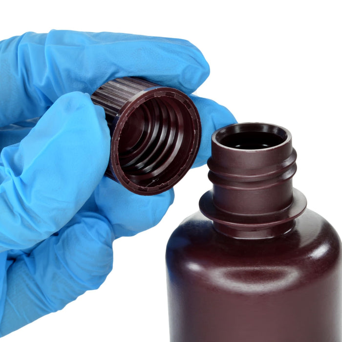 Eisco - Pack of 12 60mL Narrow Mouth Amber HDPE Reagent Bottles with Polypropylene Caps, Non-Sterile, Light-Sensitive Storage, -100 to 120°C Temperature Range, Leak-Proof Tested, Lab Sample Containers