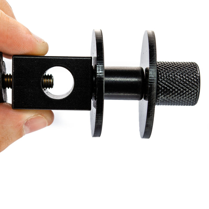 Eisco - Ticker Tape Holder Stand for Physics Timing and Motion Experiments - Includes Steel Rod and Base, 10mm Rod Diameter, Compatible with Roll Dispensers