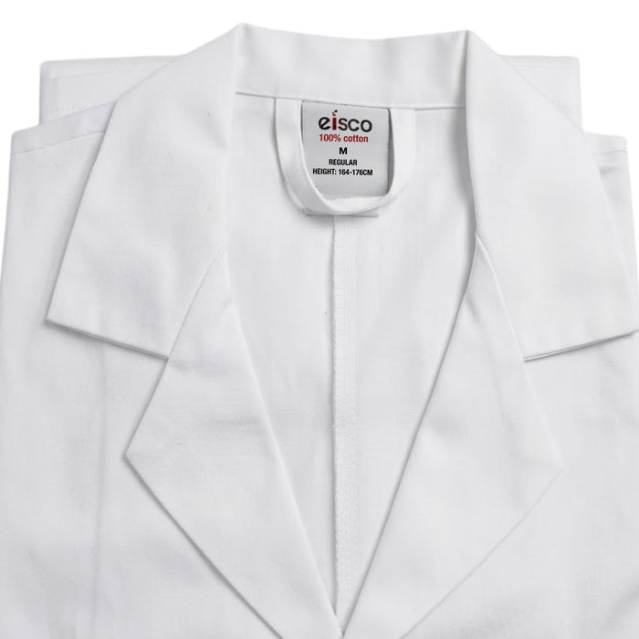 Eisco Adult Medium Professional Grade 100% Cotton Lab Coat, 10 Pack– Snap Front Laboratory Coat, 3 Pockets, Machine Washable, White
