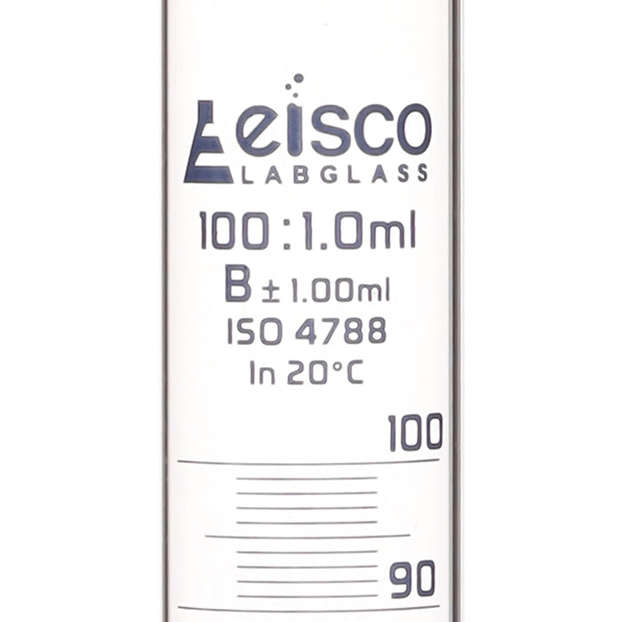 Graduated Cylinder, 100ml - Class B - Blue Graduations, Round Base