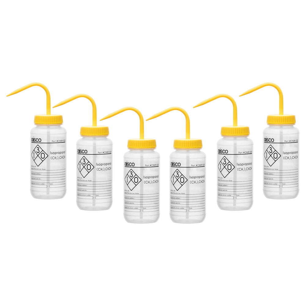 6PK Performance Plastic Wash Bottle, Isopropanol, 500 ml - Labeled (1 Color)