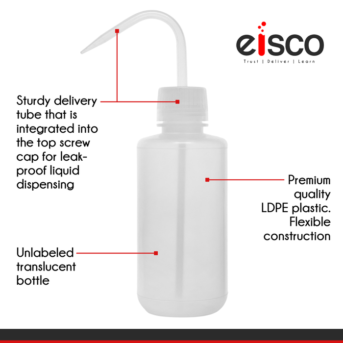Premium Wash Bottle, 125ml - Low Density Polyethylene - Leak-Proof