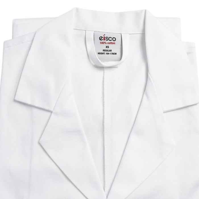 Eisco Adult XS Professional Grade 100% Cotton Lab Coat, 10 Pack – Snap Front Laboratory Coat, 3 Pockets, Machine Washable, White