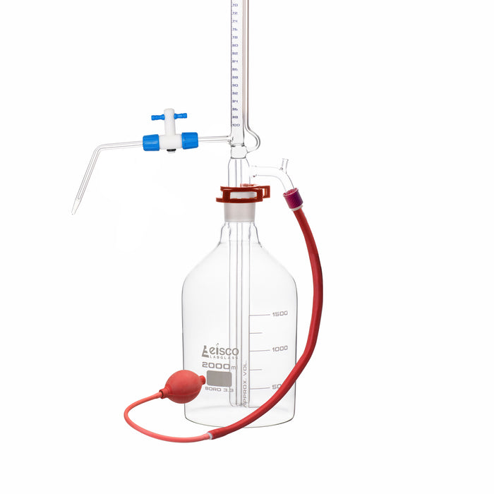 Automatic Zero Burette, 100ml - Class A - 34/35 Joint Size - 0.10±ml Tolerance, 0.20ml Sub. Divisions - 2000ml Reservoir Capacity - Eisco Labs