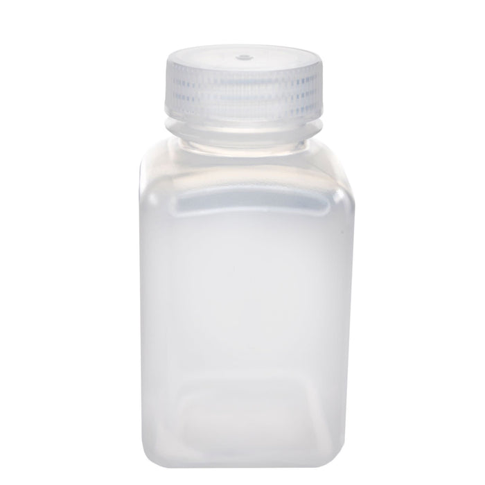 Eisco - Pack of 12, 250mL Square Polypropylene Reagent Bottles with Wide Mouth Polypropylene Caps, Translucent, Autoclavable, Leak-Proof, Chemical Resistant, 0-135°C