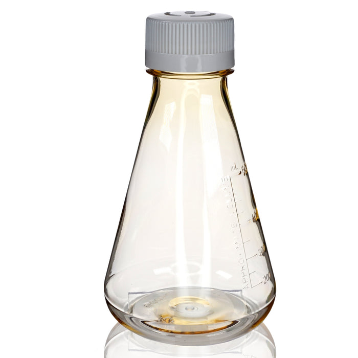 Eisco - Pack of 1, 500mL Sterile Polycarbonate Erlenmeyer Flask, Vented, Flat Bottom, Gamma Sterilized, USP Class VI, Lab-Grade, Chemical Storage, Cell Culture, Mixing