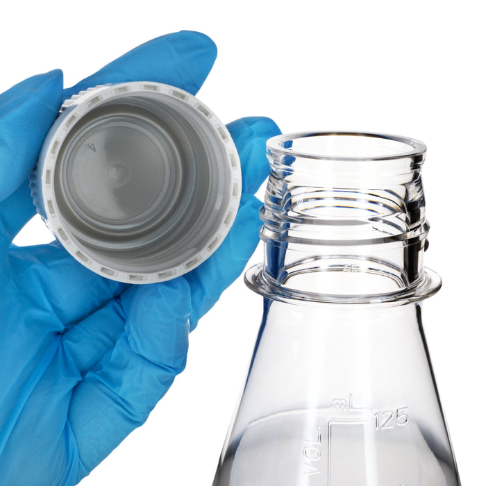 Eisco - Pack of 1, 125mL Sterile PETG Erlenmeyer Flask, Non-Vented, Flat Bottom, Lab-Grade, Gamma Sterilized, USP Class VI, Ideal for Cell Culture, Biopharmaceutical Processing, Chemical Storage