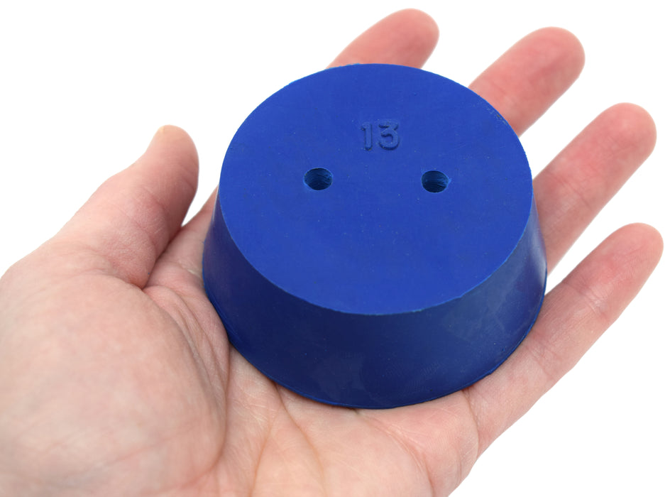 10PK Neoprene Stoppers, 2 Holes - ASTM - Size #13 - 58mm Bottom, 68mm Top, 25mm Length