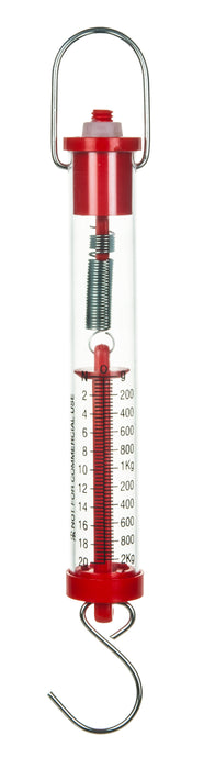 Eisco Labs - Acrylic Tubular Spring Scale (Dynamometer) 20N/2kg Capacity - Spring Scale, Pull Scale, Force Meter, Force Spring, Spring Scales for Science