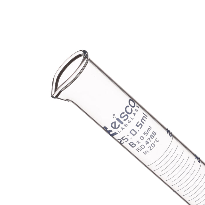 Graduated Cylinder, 25mL - Class B - Round Base - Blue Graduations - Borosilicate Glass