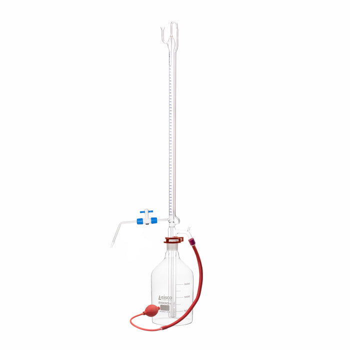 Automatic Zero Burette, 100ml - Class A - 34/35 Joint Size - 0.10±ml Tolerance, 0.20ml Sub. Divisions - 2000ml Reservoir Capacity - Eisco Labs