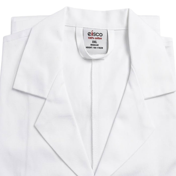 Eisco Adult 2XL Professional Grade 100% Cotton Lab Coat – Snap Front Laboratory Coat, 3 Pockets, Machine Washable, White