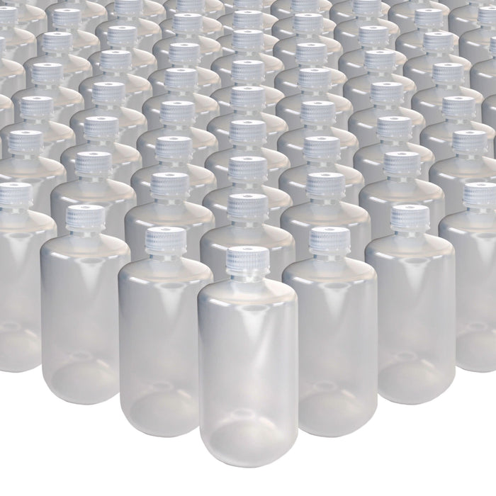 Eisco - Bulk Pack of 125, 500mL Narrow Mouth Polypropylene Translucent Reagent Bottles with Polypropylene Caps, Non-Sterile, Autoclavable, Leakproof, Laboratory Storage Bottles, 0-135°C Temperature Range