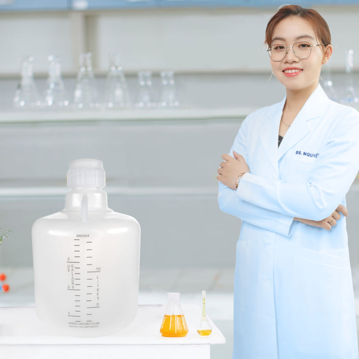 Eisco - 15L Polypropylene Carboy with Silicone-Lined Cap, Autoclavable, Non-Sterile, No Spigot, 0-135°C Temperature Range, FDA Compliant, Leakproof Tested, Ideal for Scientific and Laboratory Use