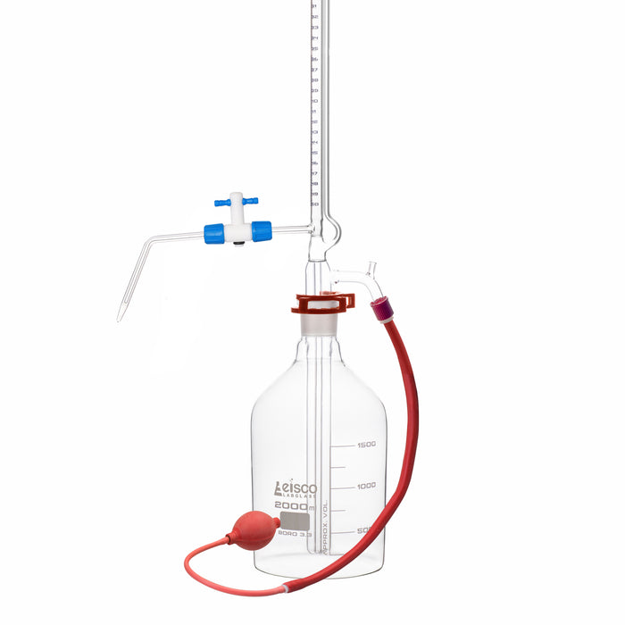 Automatic Zero Burette, 50ml - Class A - 34/35 Joint Size - 0.05±ml Tolerance, 0.10ml Sub. Divisions - 2000ml Reservoir Capacity - Eisco Labs