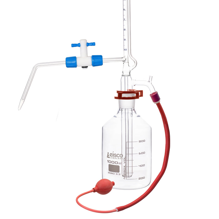 Automatic Zero Burette, 10ml - Class B - 29/32 Joint Size - 0.05Â±ml Tolerance, 0.05ml Sub. Divisions - 1000ml Reservoir Capacity - Eisco Labs