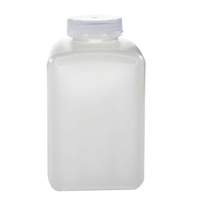 Eisco - Pack of 12, 1L Square HDPE Reagent Bottles with Wide Mouth Polypropylene Caps, Translucent, Non-Sterile, Chemical Resistant, Leak-Proof, -100°C to 120°C, Ideal for Lab and Industrial Use