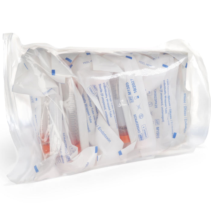 Eisco - Pack of 25, 15mL Sterile Centrifuge Tubes, Polypropylene, Flat Cap, Lab-Grade, Individually Wrapped