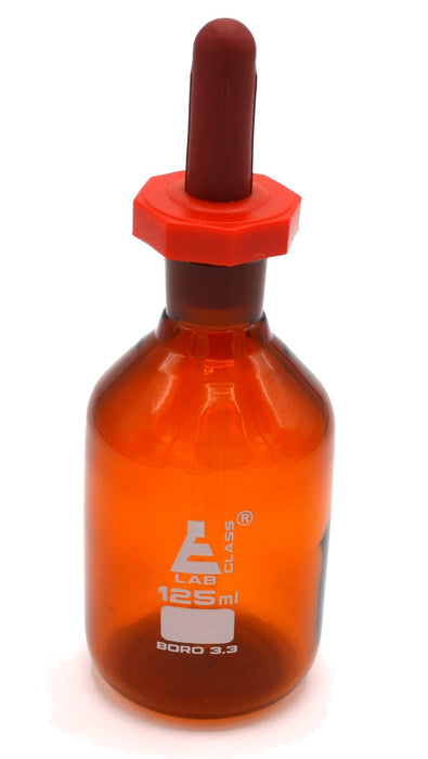 Dropping Bottle, 125ml (4.2oz) - Eye Dropper Pipette - Amber Borosilicate 3.3 Glass