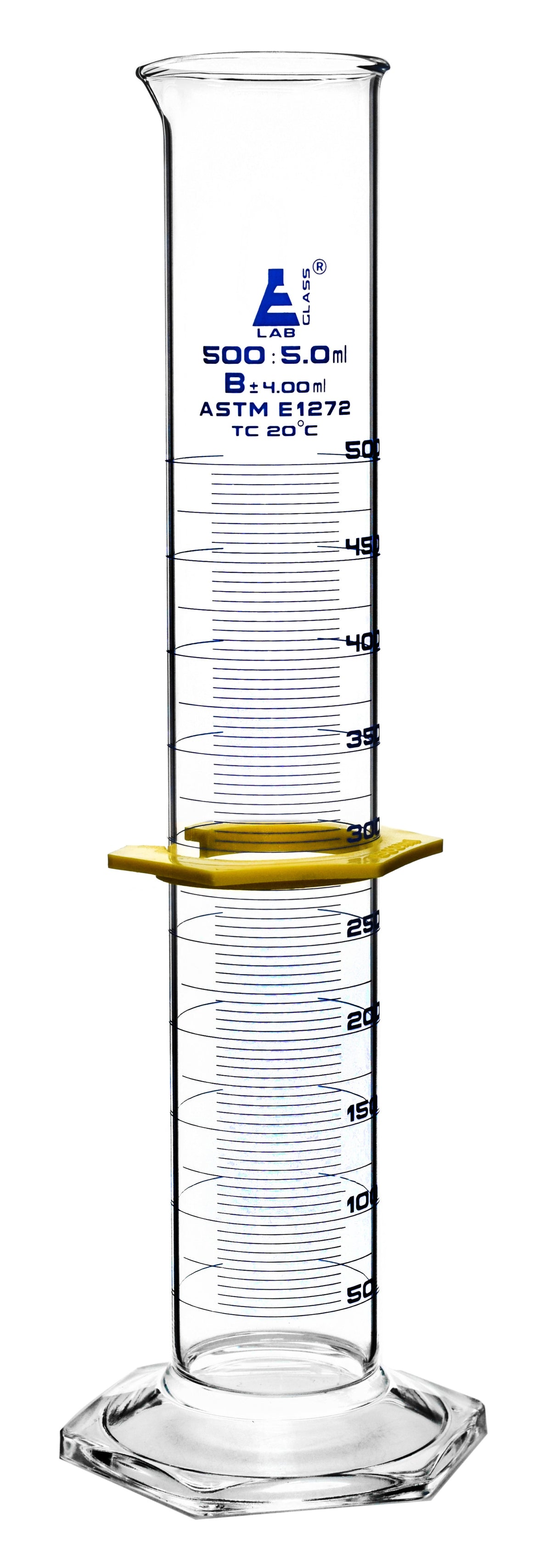 Graduated Cylinder, 500mL - ASTM Class B - Protective Collar, Hexagona ...