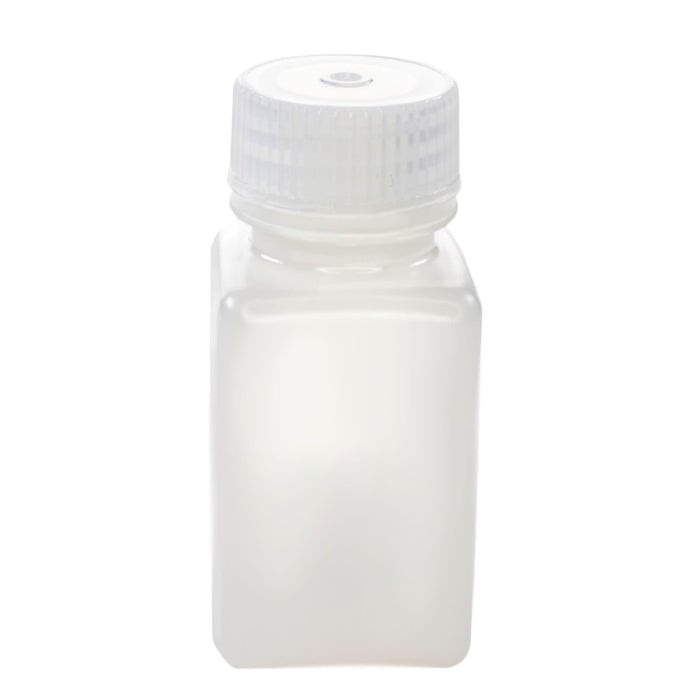 Eisco - Pack of 12, Sterile 60mL Square HDPE Reagent Bottles with Wide Mouth Polypropylene Caps, Translucent, Non-Autoclavable, Leak-Proof, Chemical Resistant, -100°C to 120°C, Ideal for Laboratory and Industrial Use