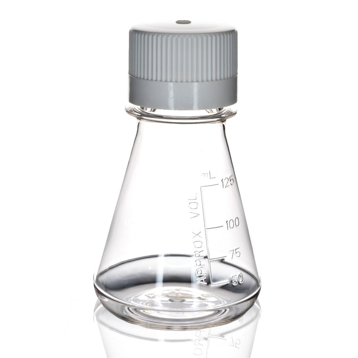Eisco - Pack of 1, 125mL Sterile PETG Erlenmeyer Flask, Non-Vented, Flat Bottom, Lab-Grade, Gamma Sterilized, USP Class VI, Ideal for Cell Culture, Biopharmaceutical Processing, Chemical Storage