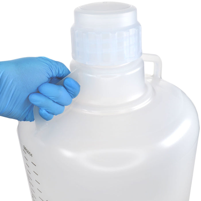 Eisco - 15L Polypropylene Carboy with Silicone-Lined Cap, Autoclavable, Non-Sterile, No Spigot, 0-135°C Temperature Range, FDA Compliant, Leakproof Tested, Ideal for Scientific and Laboratory Use