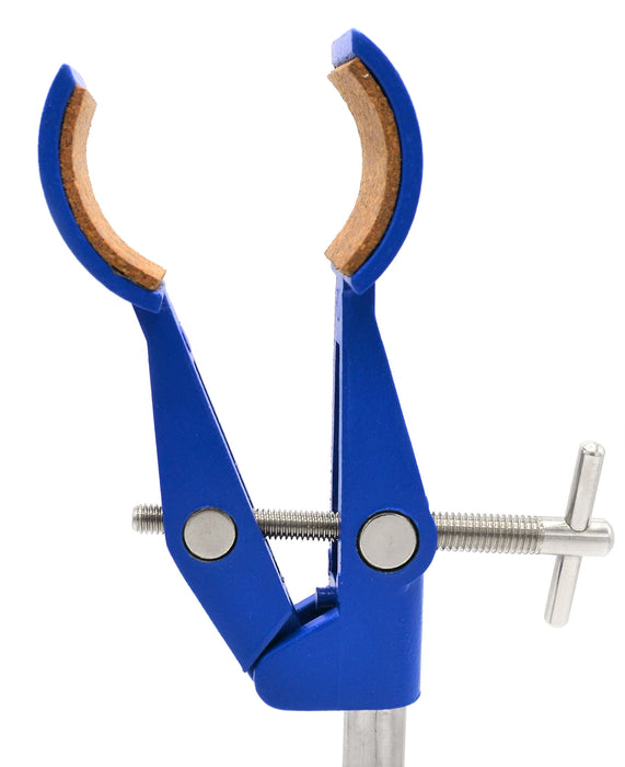 2 Prong Burette Clamp on Stainless Steel Rod - 4.3" Max Opening