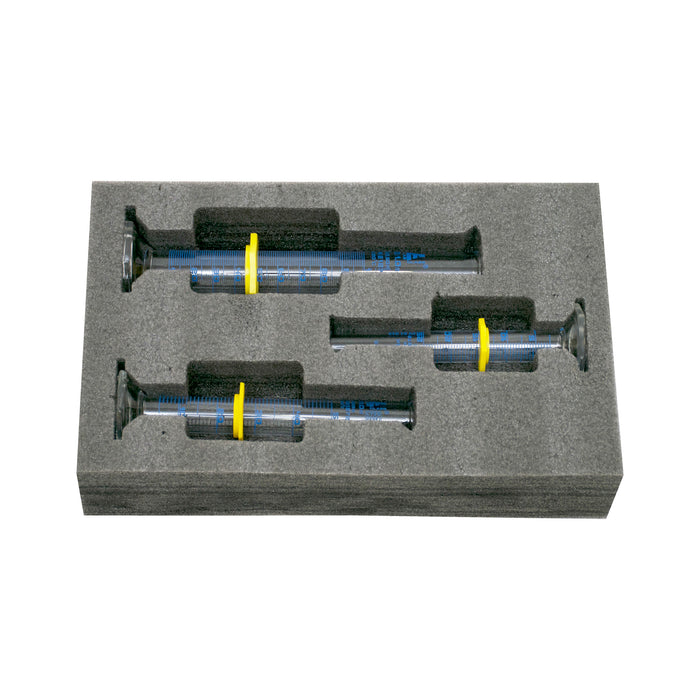 Premium Graduated Cylinder Set - 25mL, 50mL & 100mL - ASTM Class A - Protective Collars - Hexagonal Base - Blue Graduations - Borosilicate Glass
