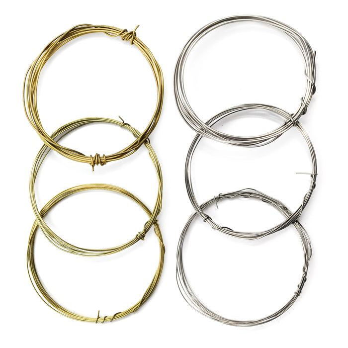 Replacement Wires for Sonometer (PH0730), 60" each - Pack of 6 - Steel and Brass, 22, 24, 26 Gauge Wires - Eisco Labs