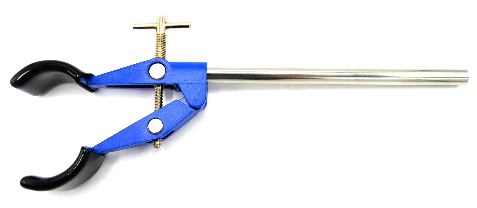 2 Prong Burette Clamp on Stainless Steel Rod - 4.25" Max Opening