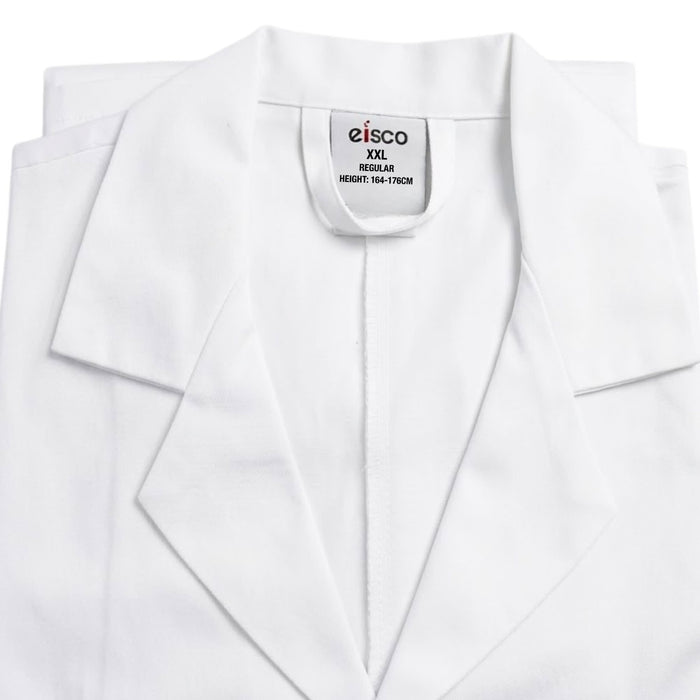 Eisco Adult 2XL Professional Grade Poly-Cotton Lab Coat – Durable Snap Front Laboratory Coat, 3 Pockets, Machine Washable, White