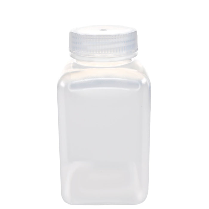 Eisco - Pack of 12, 500mL Square Polypropylene Reagent Bottles with Wide Mouth Polypropylene Caps, Translucent, Autoclavable, Leak-Proof, Chemical Resistant, 0-135°C