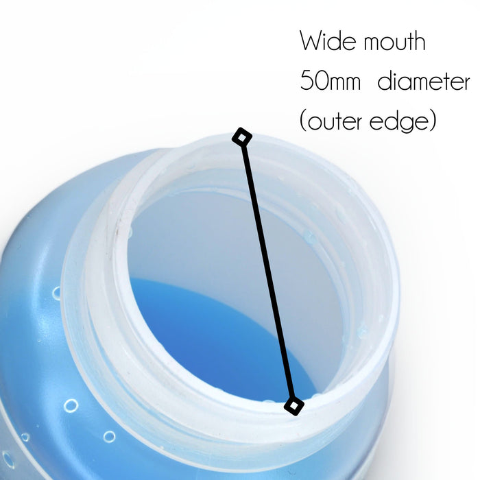 Eisco - 500 mL Wide Mouth Wash Bottle - LDPE Flexible and Durable - Leak-Proof Translucent Bottle for Liquid Dispensing, Cleaning, Rinsing, and Plant Care