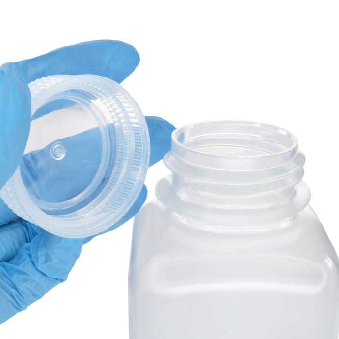 Eisco - Pack of 12, 250mL Square Polypropylene Reagent Bottles with Wide Mouth Polypropylene Caps, Translucent, Autoclavable, Leak-Proof, Chemical Resistant, 0-135°C