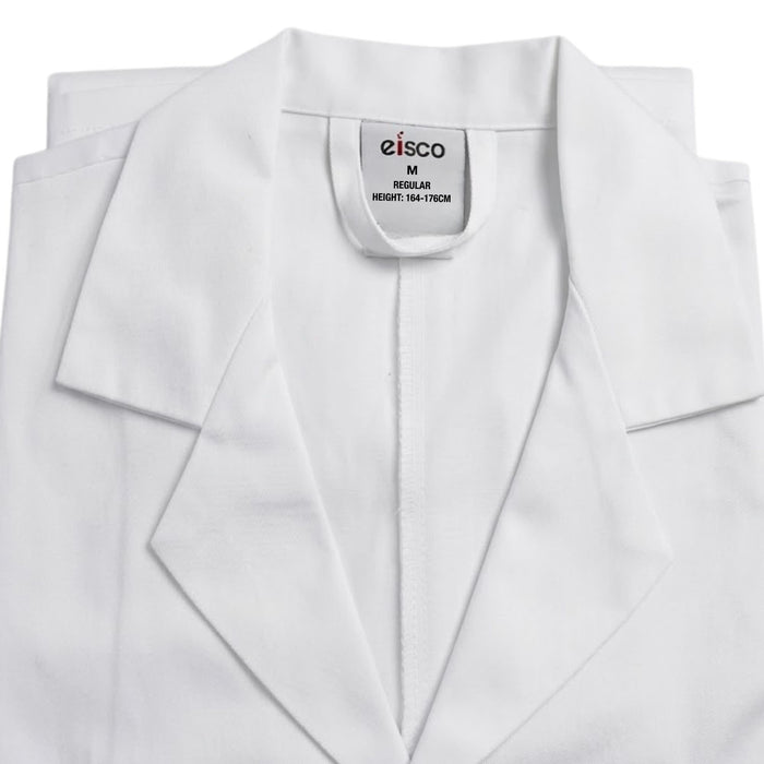 Eisco Adult Medium Professional Grade Poly-Cotton Lab Coat – Durable Snap Front Laboratory Coat, 3 Pockets, Machine Washable, White