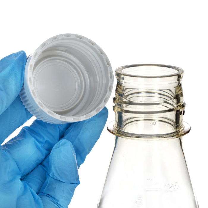 Eisco - Pack of 1, 125mL Sterile Polycarbonate Erlenmeyer Flask, Non-Vented, Flat Bottom, Gamma Sterilized, USP Class VI, Lab-Grade, Chemical Storage, Cell Culture, Mixing