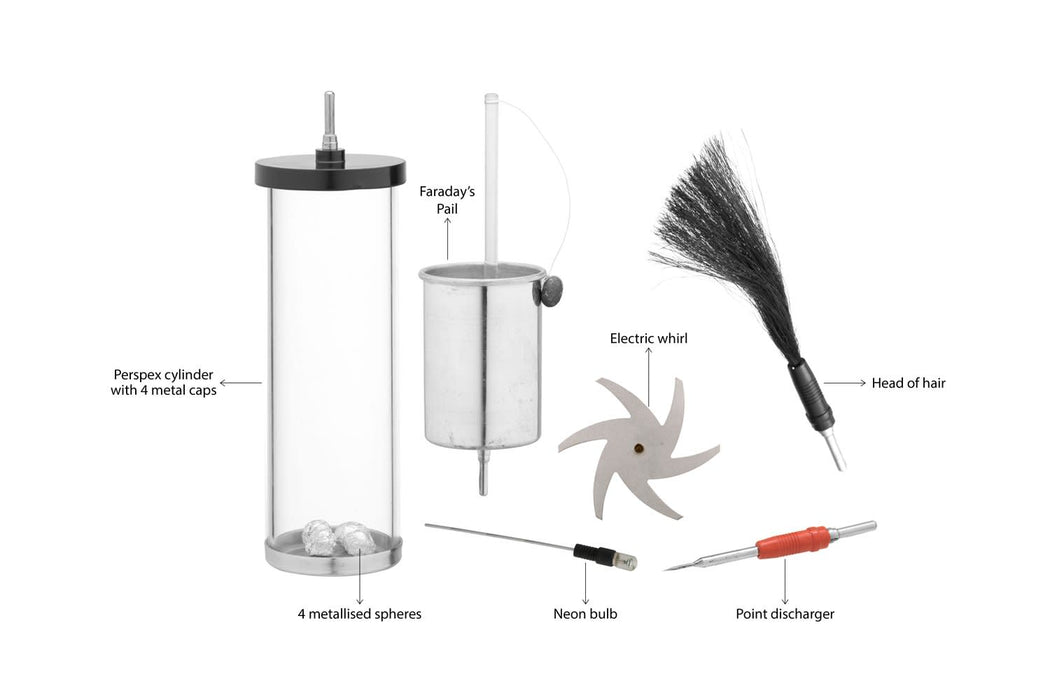 Electrostatics Accessories Kit, 7 Pieces - Designed to be used with Van De Graaff And Wimshurst Machines