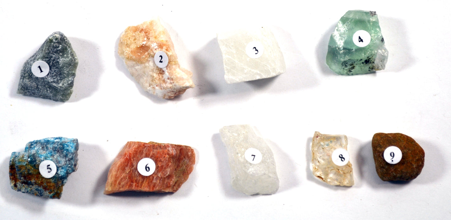 Mohs Hardness Kit - Contains 9 specimens measuring approx. 1" (3cm) - Eisco Labs (Discontinued)