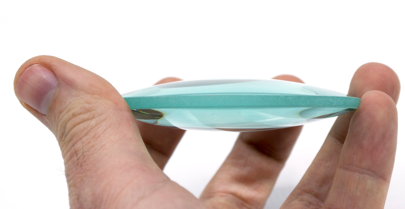 Double Convex Lens, 100mm Focal Length, 3" (75mm) Diameter - Spherical, Optically Worked Glass Lens - Ground Edges, Polished - Great for Physics Classrooms - Eisco Labs