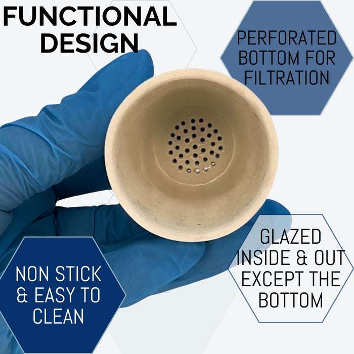 Eisco Labs - Gooch Crucible – 50mL Porcelain Filtration Crucible with Perforated Bottom, Glazed Interior & Exterior for Lab & Home Science Use