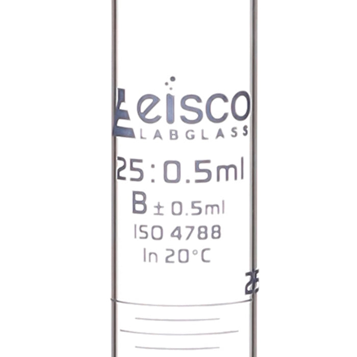 Graduated Cylinder, 25mL - Class B - Round Base - Blue Graduations - Borosilicate Glass