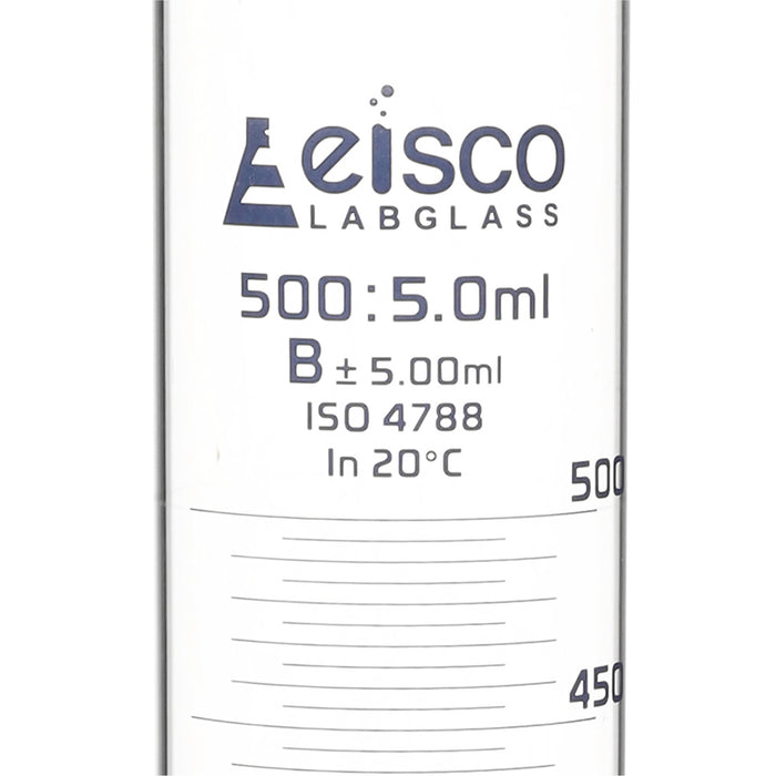 Graduated Cylinder, 500ml - Class B - Blue Graduations, Round Base