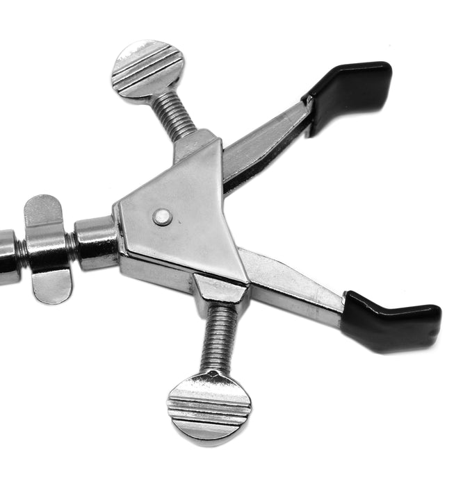 2 Prong Double Adjustable Universal Clamp, Integral Boss Head, Non-Slip Vinyl Coated Rubber Jaws, 7.5"-8" Adjustable Length - Eisco Labs