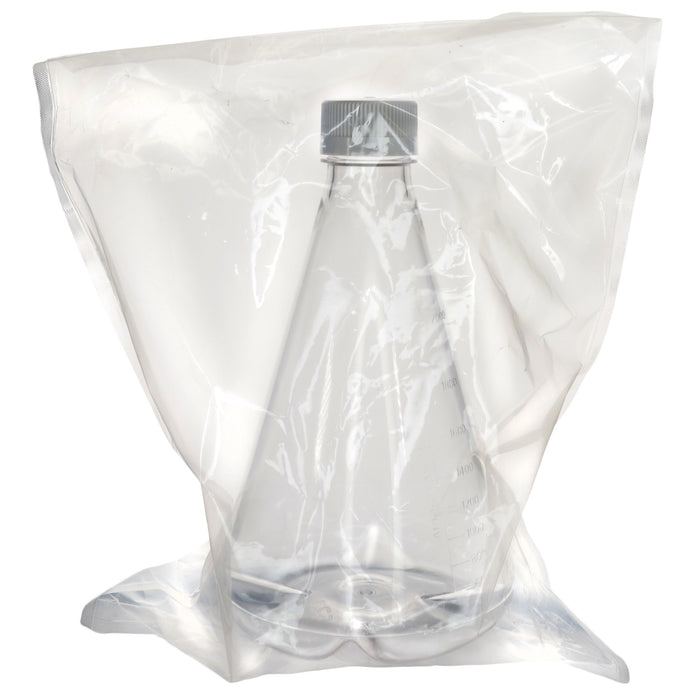 Eisco - Pack of 1, 2L Sterile PETG Erlenmeyer Flask, Non-Vented, Baffled Bottom, Gamma Sterilized, USP Class VI, Lab-Grade, Chemical Storage, Cell Culture, Mixing
